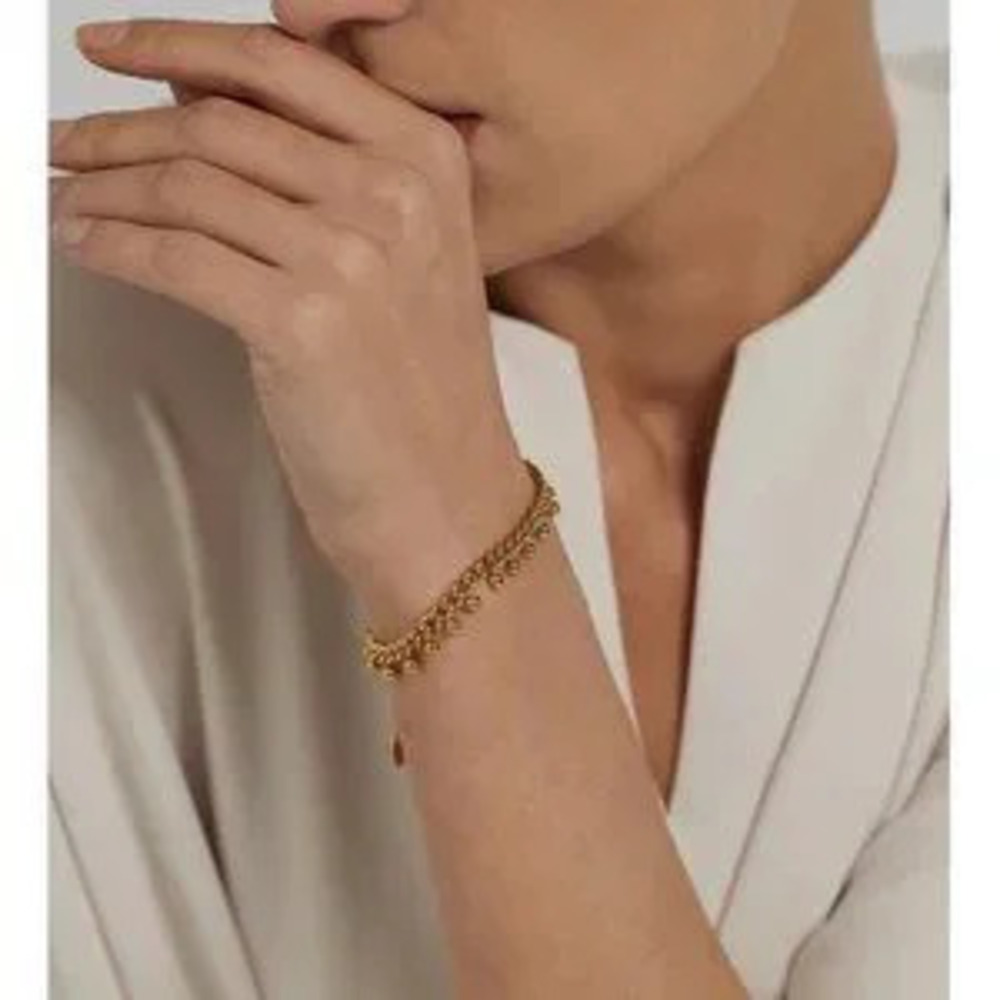 NEW 18K Gold Plated Bead Link Chain Bracelet